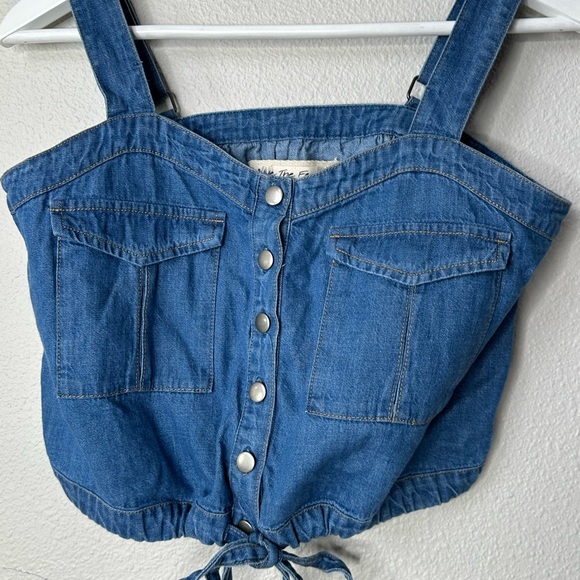 We The Free palm desert denim crop shirt XSmall - Picture 3 of 8